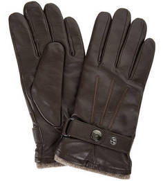 Коричневые перчатки из натуральной кожи Eleganzza