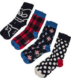 Комплект из четырех пар хлопковых носков Happy Socks