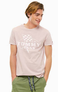 Сиреневая хлопковая футболка Tommy Jeans