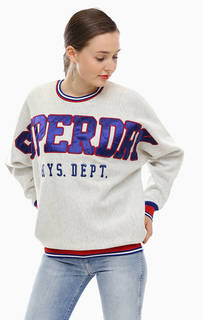 Серый свитшот с нашивками Superdry