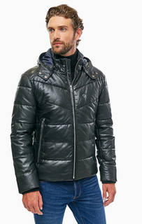 Стеганая кожаная куртка с капюшоном Strellson