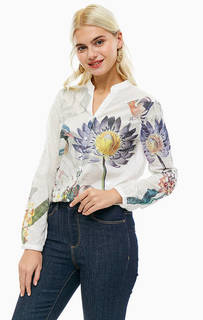 Хлопковая рубашка с цветочным принтом Desigual