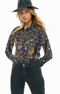 Атласная рубашка с цветочным принтом Desigual