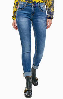 Синие зауженные джинсы с декоративной вышивкой Exotic Jeans Desigual