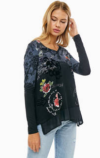 Черная футболка с длинными рукавами Desigual
