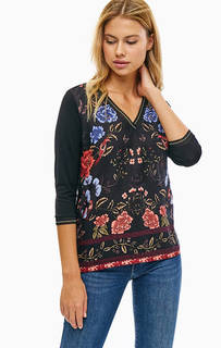 Футболка черного цвета с рукавами три четверти Desigual