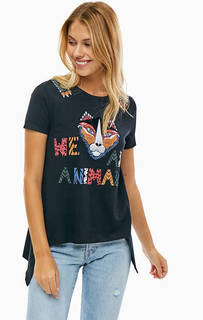 Черная футболка с принтом Desigual