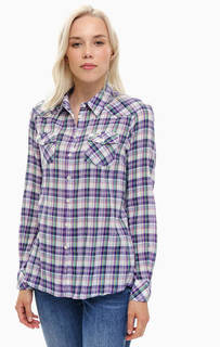 Хлопковая рубашка фиолетового цвета в клетку Wrangler