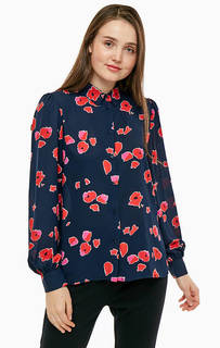 Синяя блуза с цветочным принтом Selected