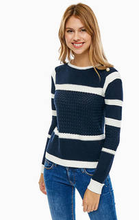 Синий хлопковый джемпер в полоску Guess