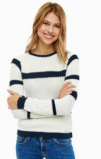 Белый хлопковый джемпер в полоску Guess