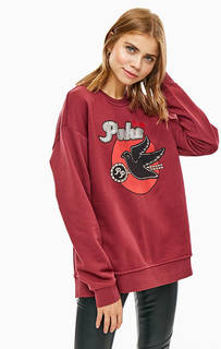 Хлопковый свитшот бордового цвета с открытой спиной Pinko
