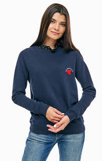 Синий хлопковый свитшот с застежкой на спине Scotch&Soda