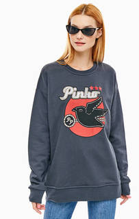 Хлопковый свитшот серого цвета с открытой спиной Pinko