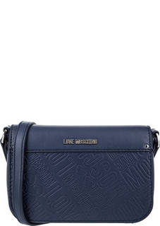 Маленькая синяя сумка с откидным клапаном Love Moschino