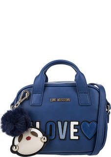 Маленькая синяя сумка с нашивками Love Moschino