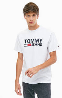 Хлопковая футболка с логотипом бренда Tommy Jeans