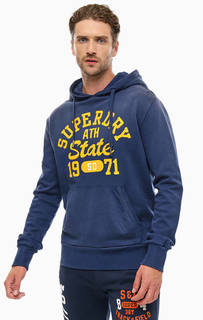Синяя хлопковая толстовка с капюшоном Superdry
