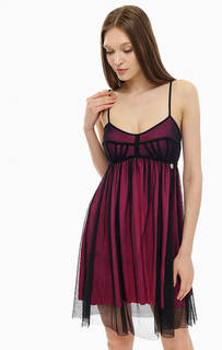 Двухцветное платье с расклешенной юбкой MET