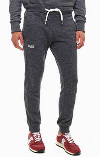 Серые хлопковые брюки джоггеры в спортивном стиле Superdry
