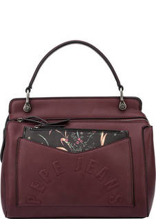 Бордовая сумка со съемным карманом Pepe Jeans