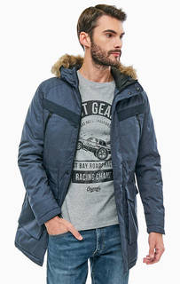 Синяя парка с капюшоном и карманами Jack & Jones