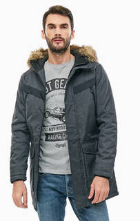 Серая парка с капюшоном и карманами Jack & Jones