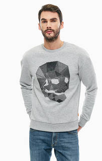 Серый хлопковый свитшот с принтом Jack & Jones