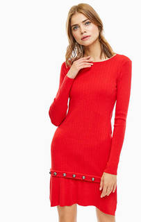 Красное трикотажное платье асимметричного кроя Pinko