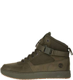 Высокие кеды цвета хаки из текстиля и нубука Timberland