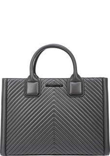 Серая кожаная сумка с двумя отделами Karl Lagerfeld