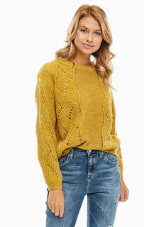 Желтый свитер с вязаным узором Ichi