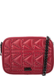Красная кожаная сумка с металлической отделкой Karl Lagerfeld