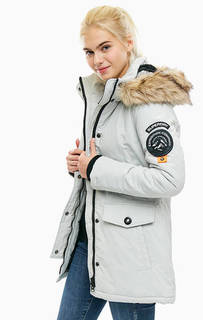 Серая парка с капюшоном и карманами Superdry