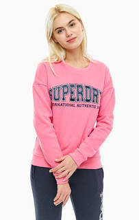 Розовый свитшот с нашивками Superdry