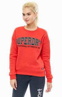 Красный свитшот с нашивками Superdry