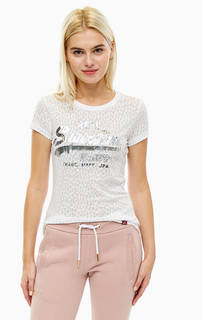 Белая футболка с логотипом бренда Superdry