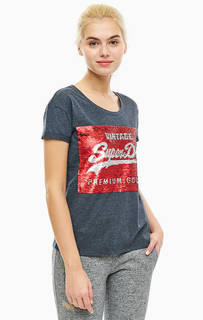 Хлопковая футболка с отделкой пайетками Superdry
