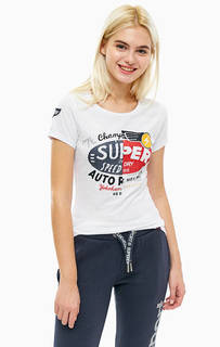 Трикотажная белая футболка с принтом Superdry