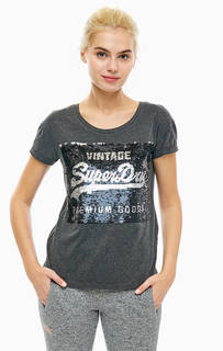 Хлопковая футболка с отделкой пайетками Superdry