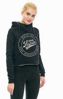 Укороченная толстовка с серебристым принтом Superdry