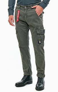 Хлопковые брюки с карманами и нашивками Alpha Industries