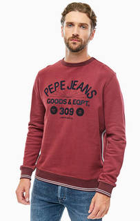 Бордовый свитшот из хлопка Pepe Jeans
