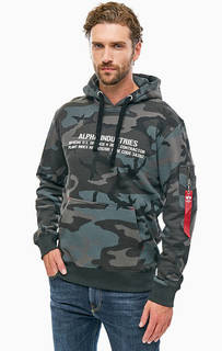 Толстовка из хлопка с камуфляжным принтом Alpha Industries