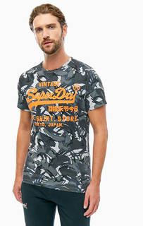 Хлопковая футболка с контрастным принтом Superdry