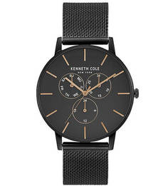Кварцевые часы с черным металлическим браслетом Kenneth Cole