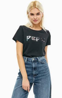 Хлопковая футболка с отделкой пайетками Pepe Jeans
