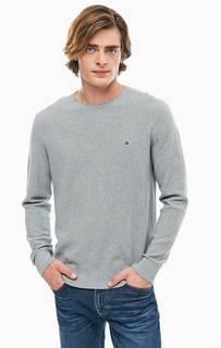 Серый хлопковый джемпер с круглым вырезом Tommy Hilfiger