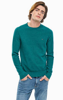 Зеленый хлопковый джемпер с круглым вырезом Tommy Hilfiger