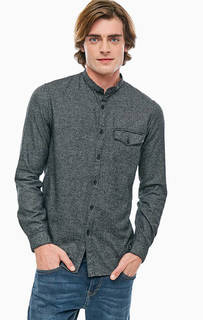 Серая хлопковая рубашка с карманом Tom Tailor Denim